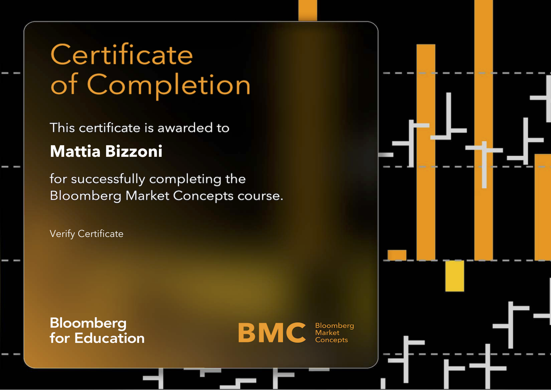 Certificato Bloomberg Market Concepts — Mattia Bizzoni